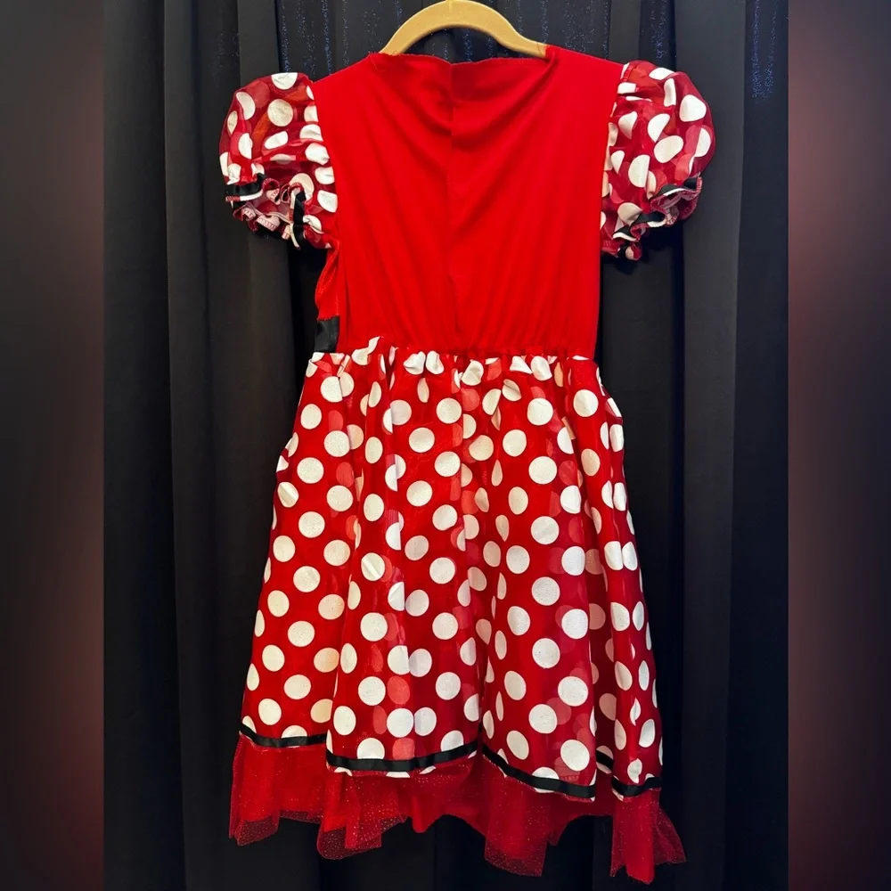 Disney Red and White Polka Dot Dress with Black Bow - Picture 3 of 8